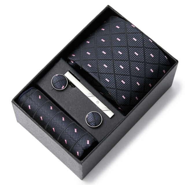 Gift Box Custom Personalized Ties Hankie Cufflinks Sets