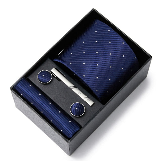 Gift Box Custom Personalized Ties Hankie Cufflinks Sets