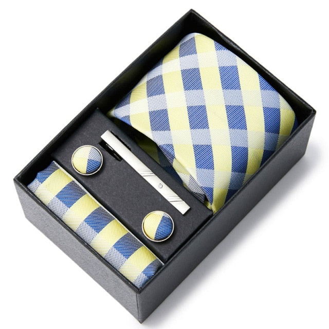 Gift Box Custom Personalized Ties Hankie Cufflinks Sets