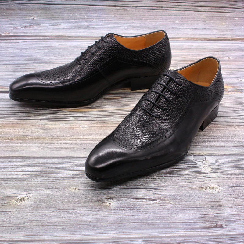 2022 Mens Dress Shoes Genuine Leather Men Formal Shoes Pointed Toe Lace Up Business Oxford Shoes Black Brown Luxury Footwear